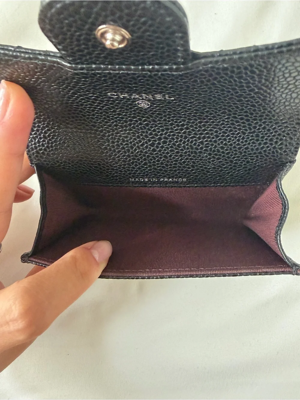 Chanel Black Quilted Leather Wallet with Silver CC Logo